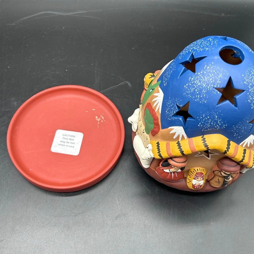 Peru Nativity Tealight Christmas Candle Holder Terracotta Style‎ Ceramic Stars